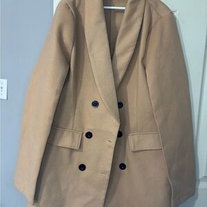 Double-Breasted Camel Wool-Blend Coat